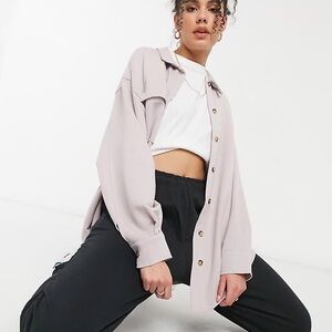 ASOS Jersey WFH Shirt in Lilac Gray